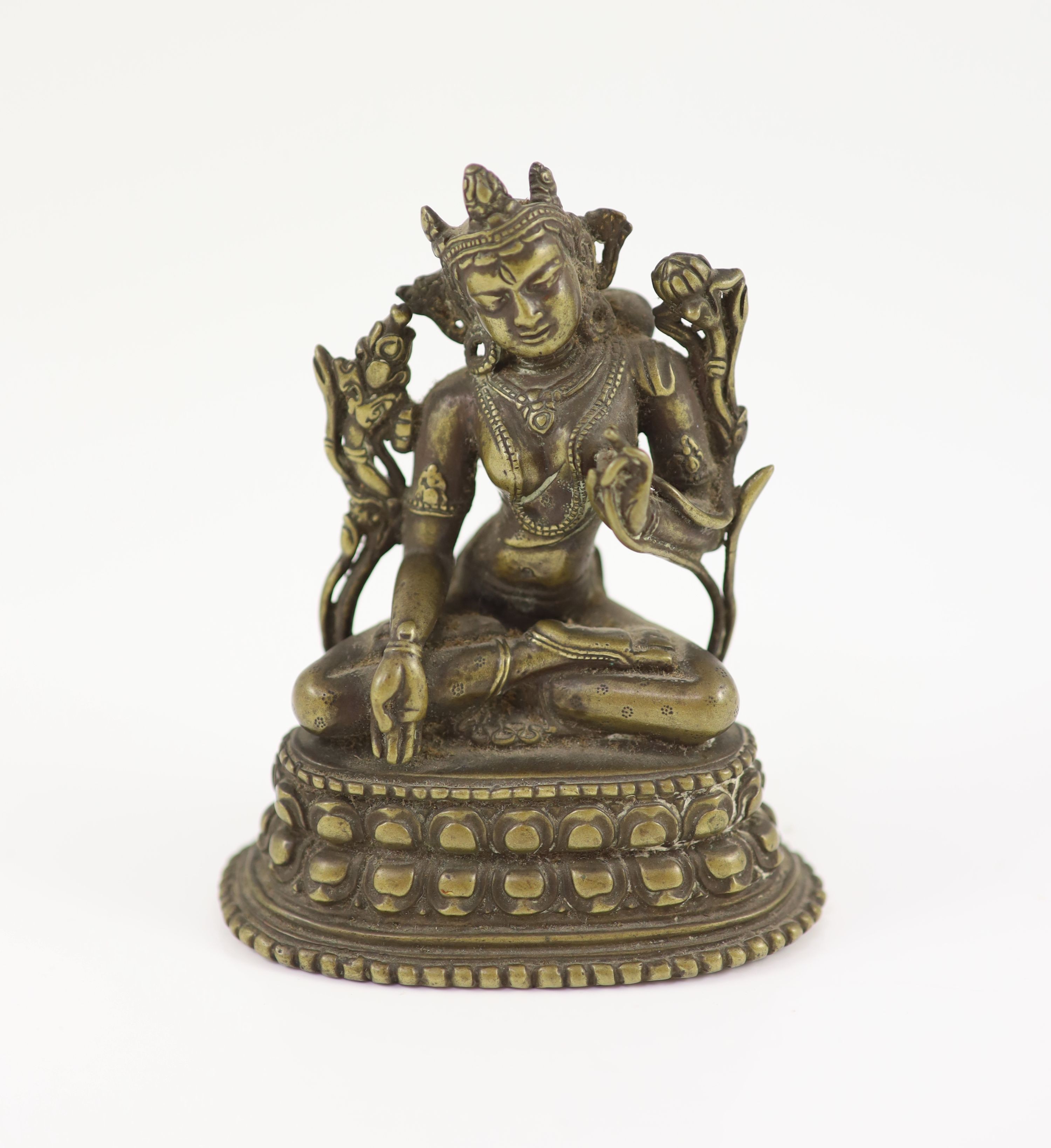 Two Himalayan bronze figures of Bodhisattvas, 19th/20th century, 11.5 and 9.8cm high